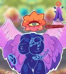 1girls auglur big_blue_bubble blue_body blue_hands blurry_background captions cum_in_pussy ethereal_monster ethereal_workshop female large_thighs msm my_singing_monsters nude pink_wings purple_wings reference_image showing_breasts showing_pussy solo solo_female tagme text_bubble thighs traced water_broke wing_spreading wings