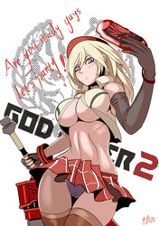 arisa_iriinchina_amieera blonde_hair blue_eyes breasts cavalry female god_eater psp solo text