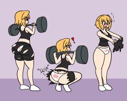 2022 arcueid_brunestud ass ass_cleavage ass_crack big_ass big_breasts big_butt breasts butt_crack cute_panties exercise exercise_clothing exercise_equipment exercising female flustered huge_ass huge_breasts large_breasts lifting lifting_weights red_eyes revealing_panties ripped_clothing ripped_shorts short_hair shorts showing_ass sweat tank_top tearing_clothing torn_clothes torn_clothing tsukihime wardrobe_malfunction weights yoshister