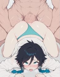 ai_generated anal anal_sex doggy_style femboy fucked_senseless fucked_silly genshin_impact meupfem naughty_face otoko_no_ko penis_awe sex sissy size_difference tagme venti_(genshin_impact) yaoi