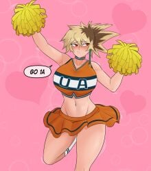 1girls 2d 2d_(artwork) 2d_artwork bakugou_katsuki belly belly_button big_breasts blonde-haired_female blonde_female blonde_hair blonde_hair_female blush blush_lines blushing_female boku_no_hero_academia bomb_fuse breasts cheerleader cheerleader_outfit cheerleader_uniform choker clothed clothed_female collar embarrassed embarrassed_female english english_text escriba exposed_belly exposed_belly_button exposed_midriff exposed_thighs female female_bakugou female_only fit fit_female genderbent genderswap_(mtf) human human_female human_only katsuki_bakugou light-skinned_female light_skin looking_away male_to_female messy_hair midriff my_hero_academia orange_clothing pom_pom_(cheerleading) pom_pom_(clothes) pom_poms pompoms pout pouting_lips pouty_lips red_eyes red_iris red_irises rule63 rule_63 short_skirt simple_background skirt sole_female solo solo_female solo_focus spiky_hair tank_top text text_bubble thick_thighs thighs thin_waist tomboy tummy two-tone_hair wide_hips