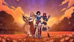 3d 3girls axe big_breasts big_thighs black_hair breasts bust busty chest curvaceous curvy curvy_figure dark_hair digital_media_(artwork) fairy_tales female female_only folklore hips hourglass_figure huge_breasts huge_thighs large_breasts large_thighs light-skinned_female light_skin long_hair mass_creation mature mature_female multiple_girls official_art rapunzel_(swords_and_slippers) red_hood_(swords_and_slippers) red_lips short_hair slim_waist snow_white_(swords_and_slippers) swords_and_slippers thick thick_hips thick_legs thick_thighs thighs very_long_hair voluptuous waist wide_hips wide_thighs