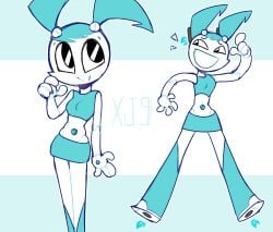 android blue_hair blue_skirt blue_tank_top boots colored_skin female humanoid_robot ichii-go jenny_wakeman joints miniskirt my_life_as_a_teenage_robot nickelodeon robot robot_girl robot_joints screw skirt tank_top twintails white_skin