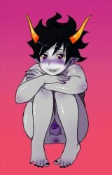 1boy 2011 adorable adorable_face alien alien_humanoid anus artist_request balls ballsack black_hair blush blush_lines blushing body_blush closed_mouth clown_makeup fang feet feet_together femboy flaccid flaccid_penis gamzee_makara gradient_background grey_body grey_skin hair heart heart_eyes heart_symbol hearts homestuck homestuck_troll horns humanoid humanoid_feet humanoid_genitalia humanoid_hands humanoid_penis humanoid_pointy_ears male male_only ms_paint_adventures naked naked_male oerba_yun_fang orange_horns pointy_ears purple_anus purple_blush purple_eyes purple_penis retracted_foreskin simple_background solo solo_male teeth teeth_showing twink yellow_sclera