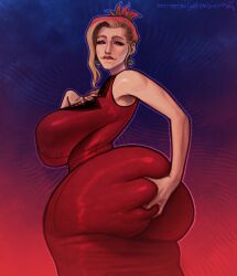 ass bare_shoulders biting_own_lip deep_skin dress dumptruck_ass earrings fat_ass final_fantasy final_fantasy_vii final_fantasy_vii_remake grabbing_ass grabbing_own_ass huge_ass huge_breasts ignantastro long_hair looking_at_viewer looking_back mature mature_female milf nail_polish naughty_face pawg purple_eyes red_dress scarlet_(ffvii) signature stardustpapi thick_ass