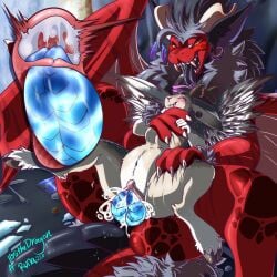2_penises animal_genitalia animal_penis asphyxiation bodily_fluids choking claws cum cum_inside double_penetration dragon female feral forced genital_fluids genitals hemipenes hi_res hiro_the_dragon hirothedragon horn inflation internal internal_vaginal lagomorph male male/female mammal multi_genitalia multi_penis mythological_creature mythological_scalie mythology penetration penis rough_sex runa scalie sex size_difference wings wolpertinger x-ray_view