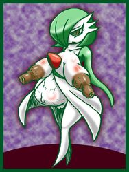 1girls breasts female female_gardevoir female_only gardevoir green_hair nintendo nipples pokemon pokemon_(species) pokemon_rse red_eyes sinooka solo vagina