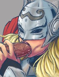 1boy 1girls 2014 blonde_hair dark-skinned_male dark_skin duo fellatio female headgear heimdall helmet interracial jane_foster lady_thor lipstick male marvel oral oral_sex penis randomboobguy saliva sex sketch straight thor_(series)