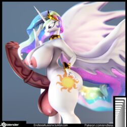 1futa 3d alicorn alicorn_wings big_breasts breasts cutie_mark dickgirl endlessillusion equine friendship_is_magic furry futanari horn horse hyper intersex mammal my_little_pony pony princess princess_celestia_(mlp) royalty solo_futa unicorn wings