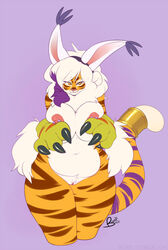 2015 anthro areola big_breasts breasts buxbi buxbi_(character) cosplay digimon digimon_(cosplay) feline female gatomon gatomon_(cosplay) hair looking_at_viewer mammal nipple_piercing nipples piercing pussy simple_background smile solo stripes tailmon tailmon_(cosplay) tiger white_hair