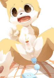 1boy anal anal_beads anal_sex anthro anus brown_eyes colored_cum cum cute feline fur kemono male male_anal male_only mammal moki penetration penis sex_toy solo unusual_cum yellow_cum yellow_fur young