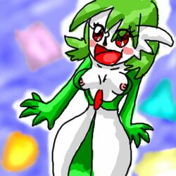 female gardevoir green_hair minun_(artist) pokemon pokemon_(species) red_eyes