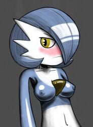 dracon female gardevoir green_hair pokemon pokemon_(species) red_eyes