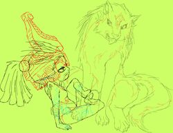 1boy 1girls bcs female footjob imp_midna link male midna nintendo sketch the_legend_of_zelda twili twilight_princess wolf wolf_link