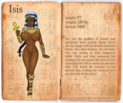 big_breasts breasts danteinhell dark_skin deity egyptian_mythology goddess isis isis_(egyptian_mythology) looking_at_viewer mythology naked open_toe_shoes pussy