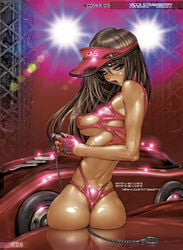 ass blue_eyes breasts brown_hair car chain character_name cyril_brooklyn female gloves greaseberries lingerie masamune_shirow page_26 page_number shirou_masamune vicca_strawberry