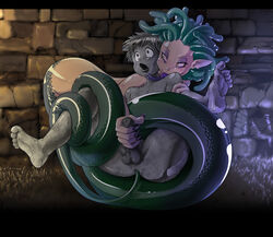 balls flint_(artist) gorgon greek_mythology male_focus medusa mythology penis petrified sex