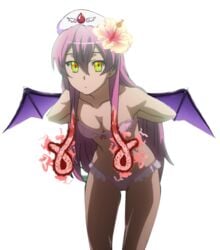 /pol/ alpha_channel bra breasts devil_wings ebola-chan female looking_at_viewer orange_eyes panties pink_hair solo transparent_background