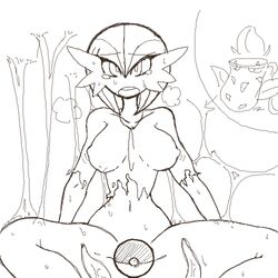 female gardevoir hair_curl monochrome pokemon pokemon_(species) sketch victreebel