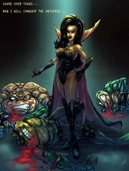 battletoads blood breasts dark_queen female green_skin rash_(battletoads) text toad toad_(frog)