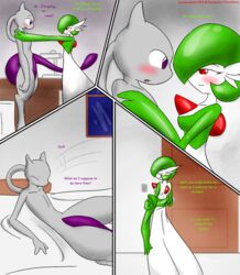 duo gardevoir green_hair livinlovindude mewtwo pokemon pokemon_(species) red_eyes