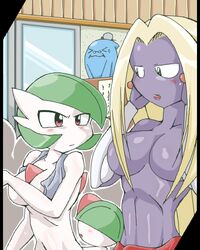 female gardevoir green_hair jynx pokemon pokemon_(species) ralts red_eyes uranoyoru wobbuffet