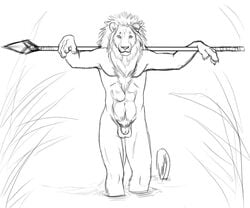 1boy anthro autumn_sunrise balls feline lion male male_only mammal penis solo