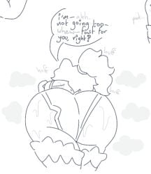 angel_sinz back_view below_view big_ass dialogue english_text exercise fox fox_ears fox_girl monochrome ponytail shorts sketch sweaty terraria text zoologist_(terraria)