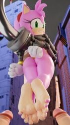 amy_rose anthro ass ass_focus feet feet_focus feet_together foot_fetish furry looking_at_viewer naked naked_female sonic_(series) trapped twintails3d twintailssfm