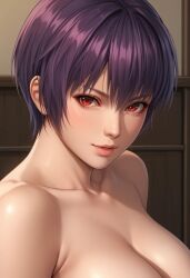 ai_generated ayane_(doa) big_breasts dead_or_alive ninja_gaiden red_eyes violet_hair