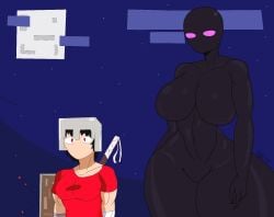 1boy 1boy1girl 1girls big_breasts big_breasts breasts breasts enderman genderswap_(mtf) kashisbro minecraft rule_63 tagme