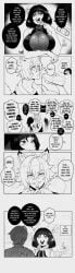 1girls 2boys absurd_res big_breasts black_and_white cat_ears cat_tail catboy comic dialogue english_text female funny heart-shaped_pupils jane_doe_(zenless_zone_zero) male mihoyo monochrome mouse_ears mouse_girl mouse_tail nyantcha seth_lowell shadow_the_hedgehog smile speech_bubble tail wise_(zenless_zone_zero) zenless_zone_zero