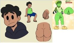 aladoeduardo based_on_a_real_person big_ass big_butt femboy green_skin human male male_only oc original_character small_penis solo spike_draws thick_ass thick_legs thick_thighs