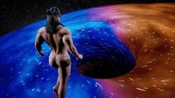 black_hair black_hole caked_up fire_god_liu_kang_(character) haviksluz liu_kang male male_focus male_only mortal_kombat mortal_kombat_1_(2023) netherrealm_studios outer_space plump_ass scantily_clad skimpy_thong solo solo_male solo_male viewed_from_behind