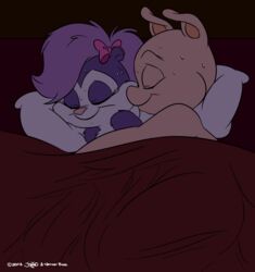 after_sex anthro fifi_la_fume hamton_j_pig implied_sex in_bed joaoppereiraus sleeping straight sweat tiny_toon_adventures