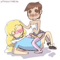 adventure_time anal_sex bravest_warriors crossdressing crossover cum_on_face danny_vasquez finn_the_human gay happy_sex muttgirl penetration penis stocking white_background