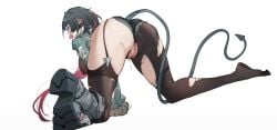 animal_ears ass ass_focus black_shorts blunt_bangs boots breasts brown_pantyhose brown_thighhighs condom condom_wrapper covered_nipples feet female from_behind full_body fur-trimmed_jacket fur_trim green_hair green_jacket jacket jane_doe_(zenless_zone_zero) large_breasts long_hair looking_at_viewer looking_back mouse_ears mouse_girl mouse_tail multicolored_hair no_shoes pantyhose pussy pussy_juice red_hair shoes shorts sidelocks simple_background single_leg_pantyhose single_shoe single_thighhigh smile soles solo stz-xp tail thighhighs thighs torn_clothes torn_pantyhose torn_shorts torn_thighhighs two-tone_hair uncensored variant_set white_background zenless_zone_zero