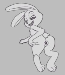 3_toes all_fours anthro ass bedroom_eyes black_and_white disney female flat_chest full-length_portrait grey_background greyscale half-closed_eyes hand_on_butt judy_hopps lagomorph long_ears looking_back mammal monochrome nude open_mouth portrait presenting presenting_hindquarters presenting_pussy pussy rabbit rear_view seductive short_tail simple_background sketch solo spread_ass spread_pussy spreading starshippizza toes zootopia