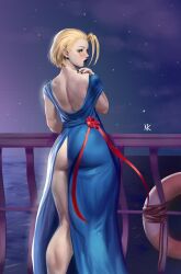 ass ass_exposed barefoot cammy_white capcom cute dress female formal_dress no_panties party_dress street_fighter street_fighter_6 waiting