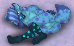 anus ass backsack balls blue_eyes clothing foot_focus frozen_over hyena legwear male_only mammal paws sexyspots socks spots spotted_hyena