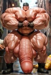 ai_generated bodybuilder hyper hyper_balls hyper_cock hyper_genitalia hyper_penis hyper_testicles male male_only muscland muscles muscular muscular_arms muscular_male muscular_thighs