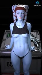 1girls 3d alien alien_girl blue_skin breasts female jaxxxer kotor mission_vao nipples pan panties solo star_wars twi'lek