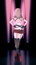 3d 9:16 animated ass_shake belt belt_choker black_belt black_fingerless_gloves breasts chain_accessory checkered_skirt female female_only fingerless_gloves garter_straps gloves grey_hair hands_on_waist hip_sway hololive hololive_japan kksallyear koikatsu large_breasts light-skinned_female looking_at_viewer looping_animation medium_hair miniskirt platform_footwear platform_heels pleated_skirt red_eyes red_fingernails sakamata_chloe smiling sound stockings tagme thighs torn_stockings vertical_video video walk_cycle walking walking_away walking_towards_viewer white_shirt wink winking_at_viewer