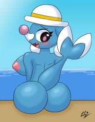 anthro big_breasts breasts brionne digital_media_(artwork) female fur generation_7_pokemon hi_res nintendo nipples open_mouth pokemon pokemon_(species) smile solo zorrita_lily