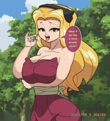 big_breasts blonde_hair blowjob_face blowjob_gesture dr.stone minami_hokutozai