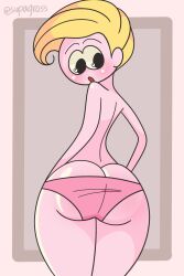 ambiguous_gender blonde_hair blush bubble_butt femboy femboy_focus femboy_only looking_back original_character panties pink_skin round_ass round_butt supagross underwear