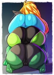 3girls ass ass_focus ass_freckles ass_stack ass_tower barefoot big_ass bottom_heavy bubble_butt cameltoe clothing crossover dat_ass fat_ass feet female female_only freckles freckles_on_ass geegee_(n-kosi) gem_(species) green_skin huge_ass imp_midna large_ass massive_ass midna n-kosi n-kosi_(coloring) orange_hair original peridot_(steven_universe) png shorts shortstack soles steven_universe textless the_legend_of_zelda thick_ass thick_thighs twilight_princess wide_hips workout_clothes