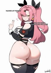 1girls ai_generated ass breasts dat_ass female green_eyes honkibooty huge_ass light-skinned_female light_skin long_hair nicole_demara pink_hair thick_thighs zenless_zone_zero