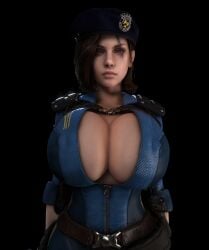 1girls 3d 3d_(artwork) alternate_body_type alternate_breast_size asymmetrical_hair beret big_breasts big_hips blue_eyes bodysuit breasts breasts_bigger_than_head brown_hair cleavage clothed clothed_female enormous_breasts fallout female female_only female_solo gigantic_breasts hands_behind_back hat hips hourglass_figure huge_breasts huge_hips human human_female human_only jill_valentine large_breasts large_hips lips looking_at_viewer nipples nipples_visible_through_clothing open_bodysuit open_clothes resident_evil resident_evil_3 skindentation slim_waist small_waist solo solo_female thin_waist top_heavy unzipped unzipped_bodysuit upper_body vaako vault_suit wide_hips