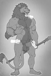 1boy abs anthro balls ballsack beefy body_hair disembodied_hands erection feline foreskin foreskin_folds forge_(artist) forge_weilder furry_balls grope handjob humanoid_penis intact leonine leonine_tail lion long_hair_male male male_nipples male_only male_pubic_hair mammal mane masculine mature_male monochrome muscles muscular_male nude_male partially_retracted_foreskin pecs penis scrotum simple_background solo_focus spear tail_tuft testicles thewielder uncut veiny_penis